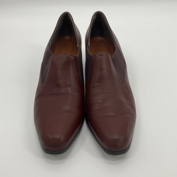 Women’s Burgundy Leather Slip‑On Low Block Heel Size 9 Office Shoe Easy Spirit - Picture 3 of 11